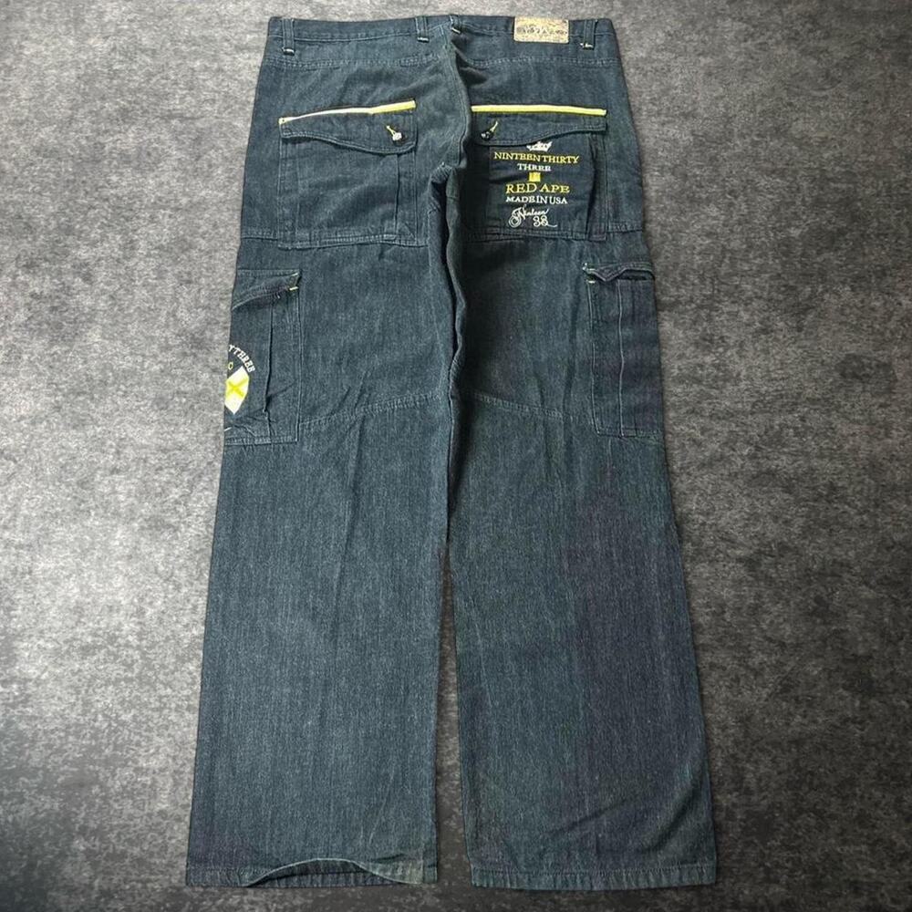 Vintage Red Ape Y2K Cargo Jeans Men’s 38 Baggy Wide Leg Embroidered